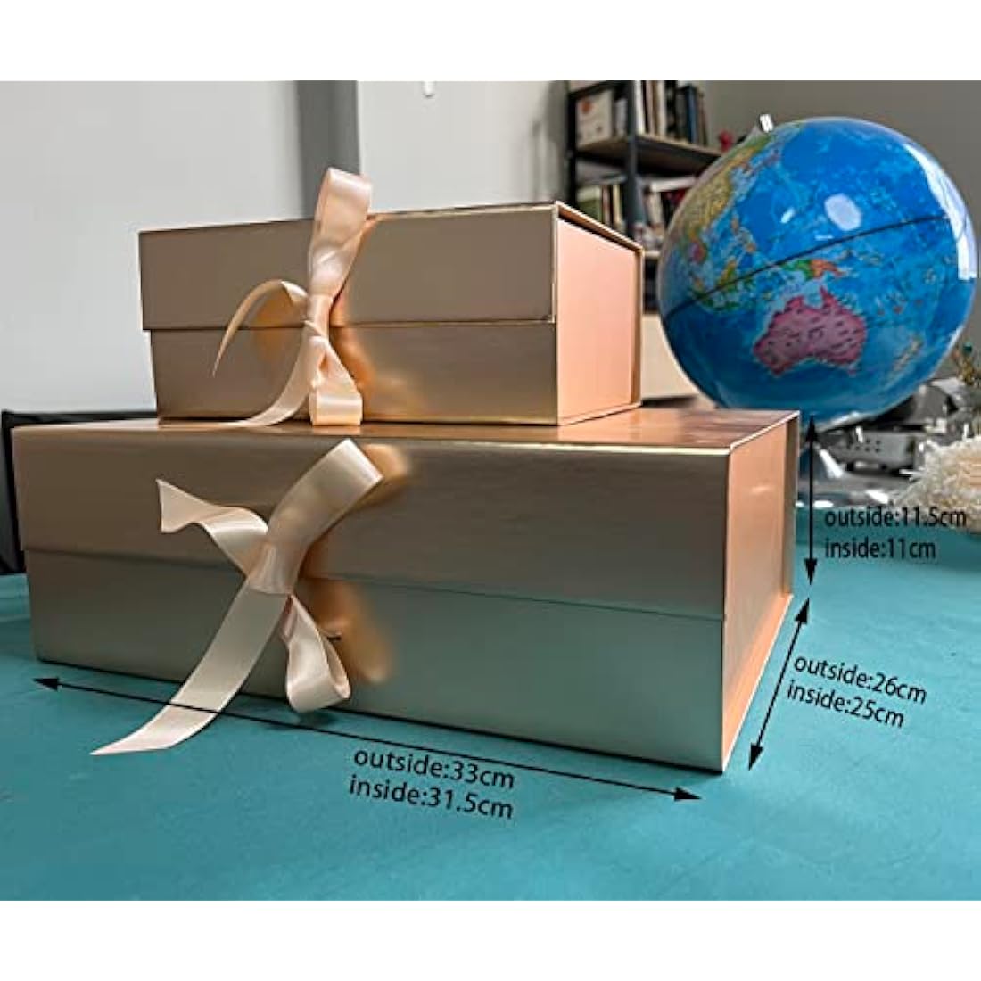 Rose Gold Magnetic Gift Box with Ribbon – Large 33x26x11cm