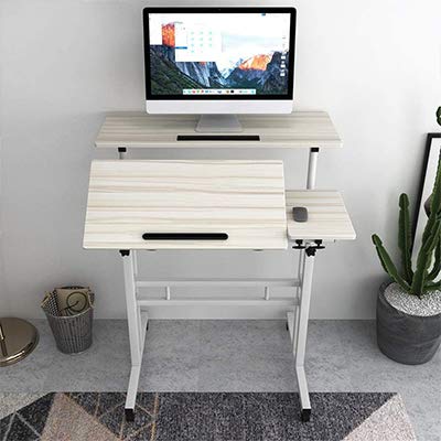 sogesfurniture Mobile Laptop Stand Desk Computer Workstation, Adjustable Notebook Cart Tray PC Table Sit-Stand Workstation with Keyboard Tray for - image 3