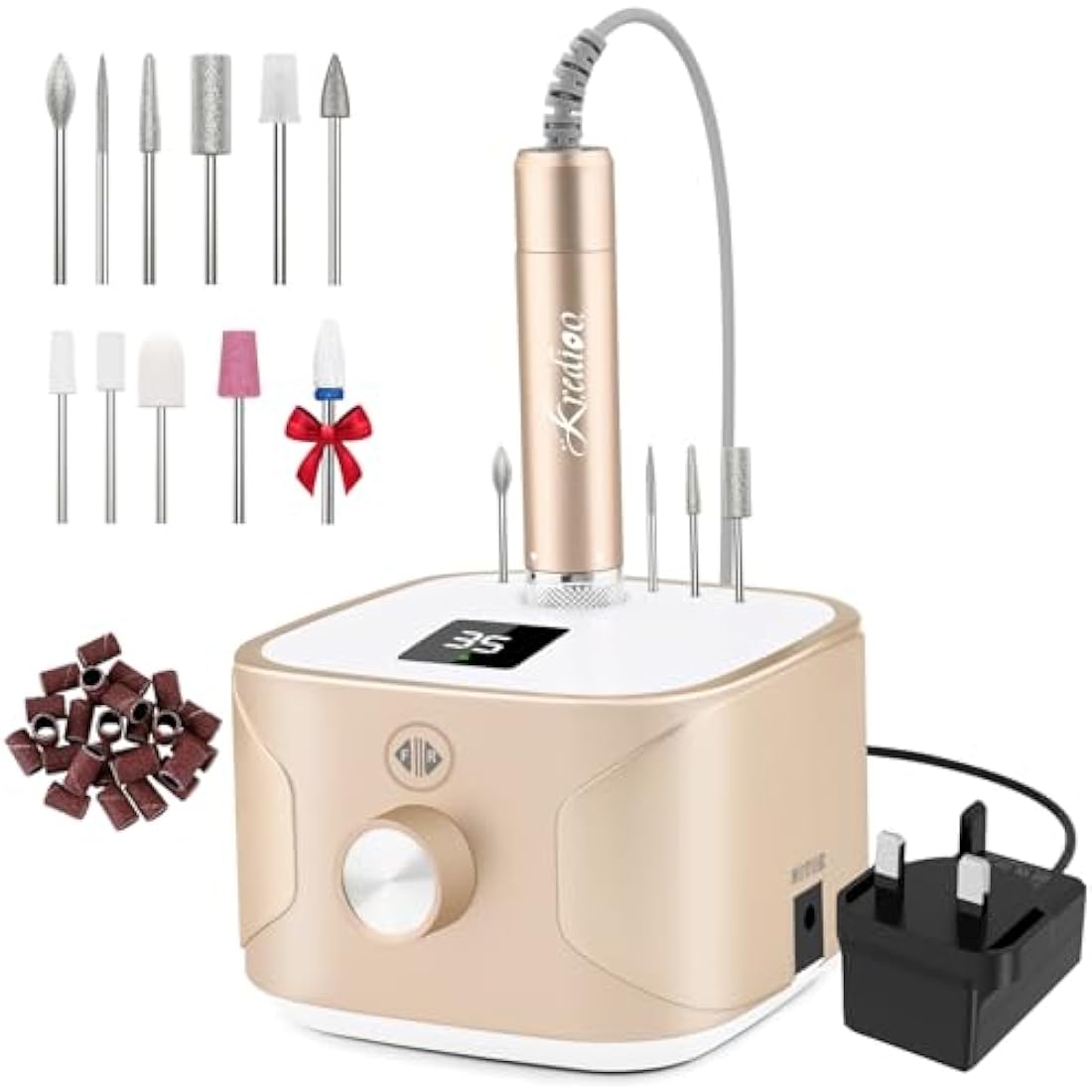 Kredioo Professional Electric Nail Drill - 35,000RPM Manicure Kit (Gold)
