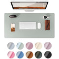 YSAGi PU Leather Desk Mat – Non-Slip Waterproof Mouse Pad, Grayish Green