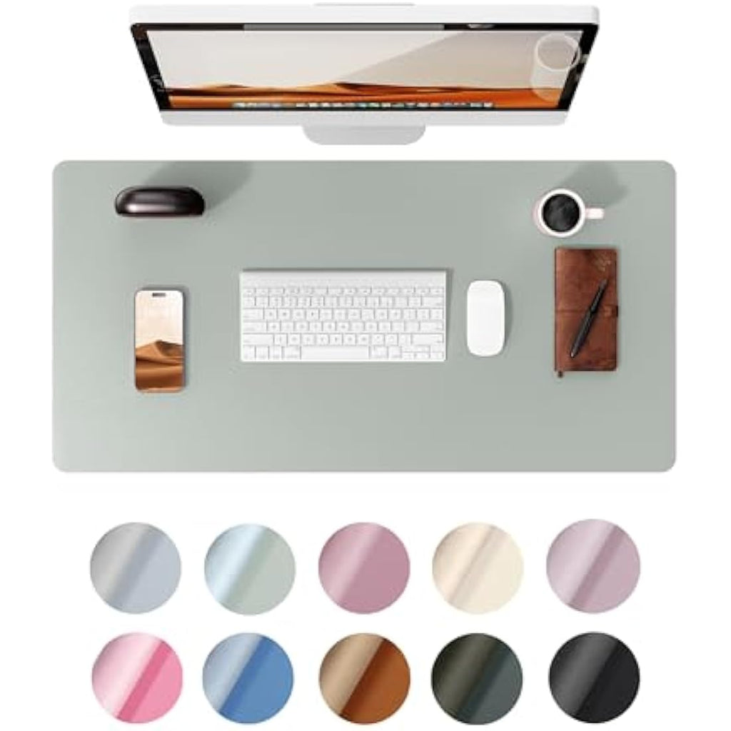YSAGi Leather Desk Mat – Large Waterproof PU Mouse Pad, Grayish Green