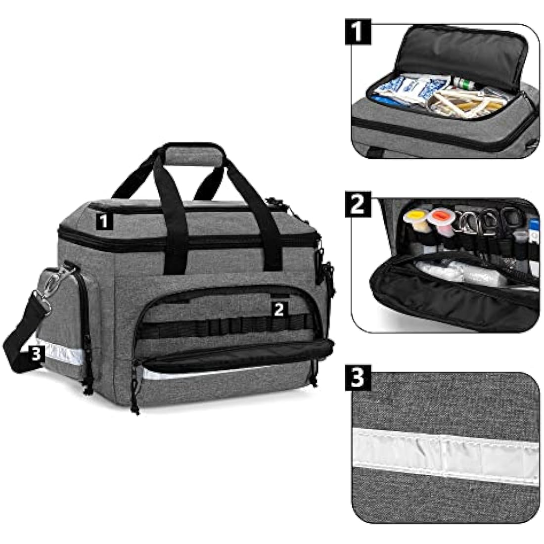 First Responder Bag – EMT Trauma Medical Organizer, Gray