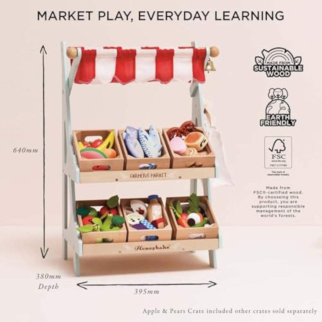 Le Toy Van Wooden Honeybee Market Stall – Pretend Play Supermarket Set