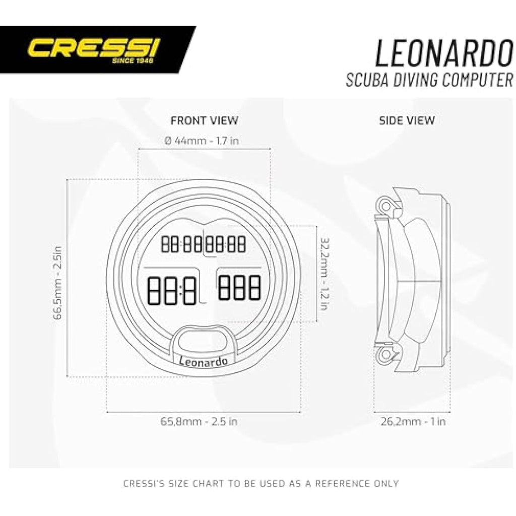 Cressi Leonardo Scuba Diving Computer - Air & Nitrox LCD Dive Monitor
