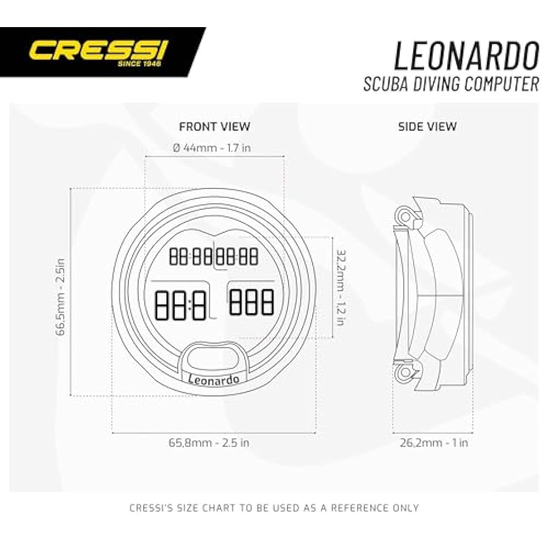 Cressi Leonardo Scuba Diving Computer - Air & Nitrox LCD Dive Monitor