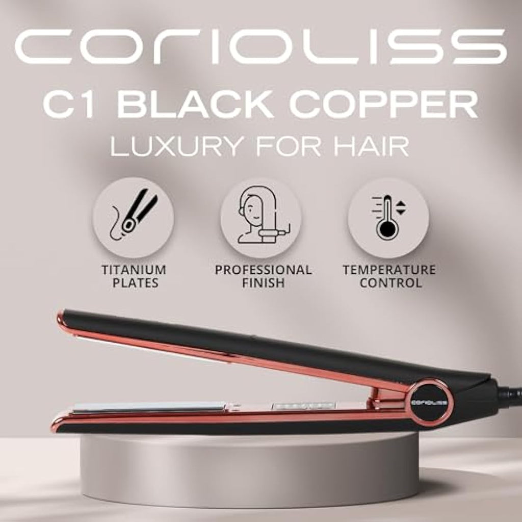 Corioliss C1 Professional Titanium Hair Straightener | Black Copper
