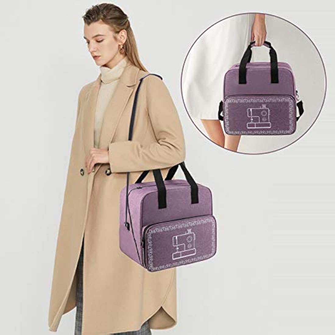 Coopay Overlocker Machine Bag – Large Waterproof Travel Carry Case, Purple