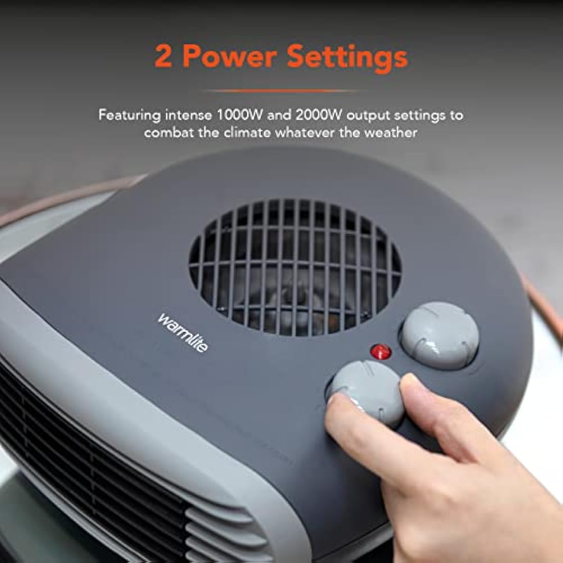 Warmlite 2000W Portable Flat Fan Heater – Dark Titanium Finish
