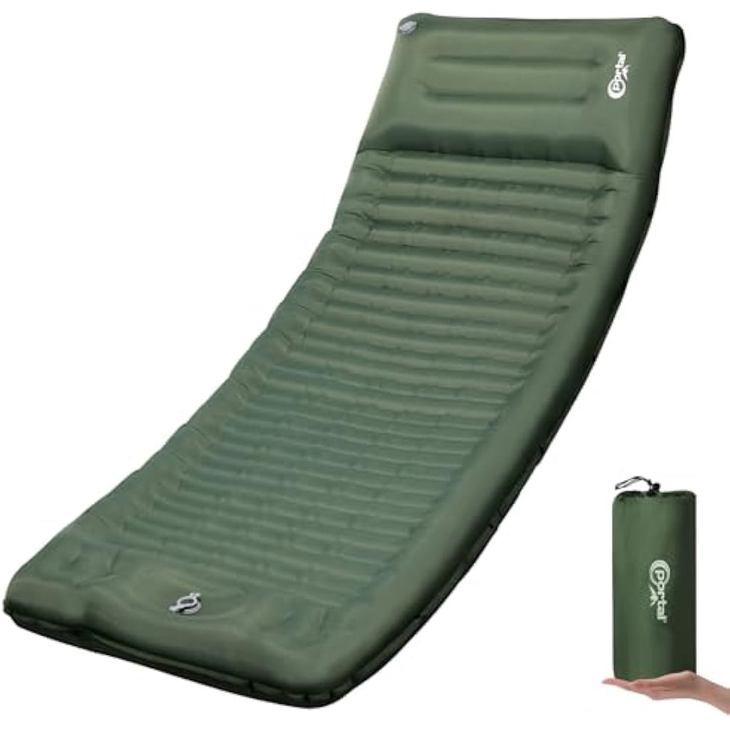 Portal Inflatable Camping Mattress | 10cm Thick Sleeping Pad with Foot Pump