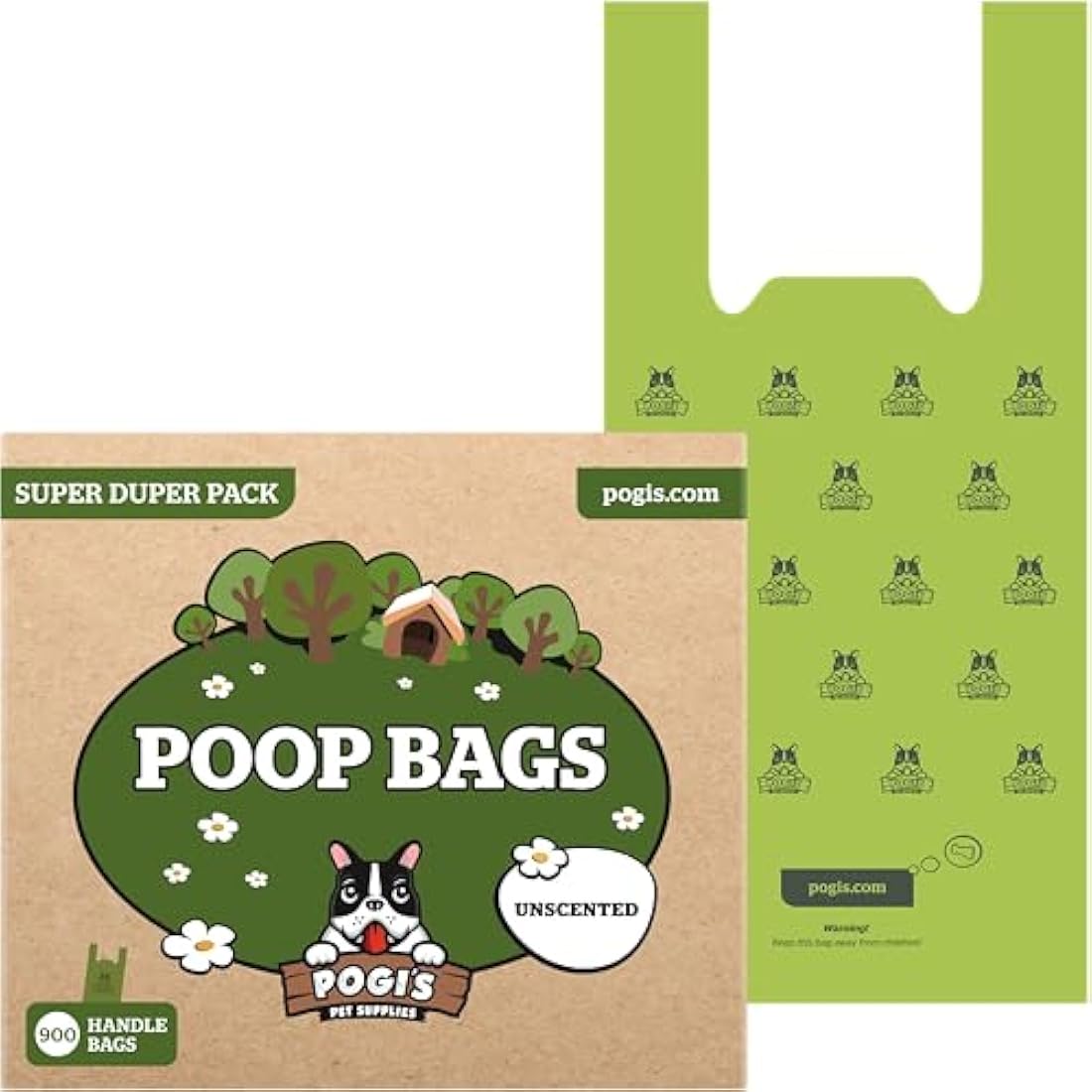 Pogi’s Dog Poo Bags with Handles – Extra Thick Unscented, 900-Count