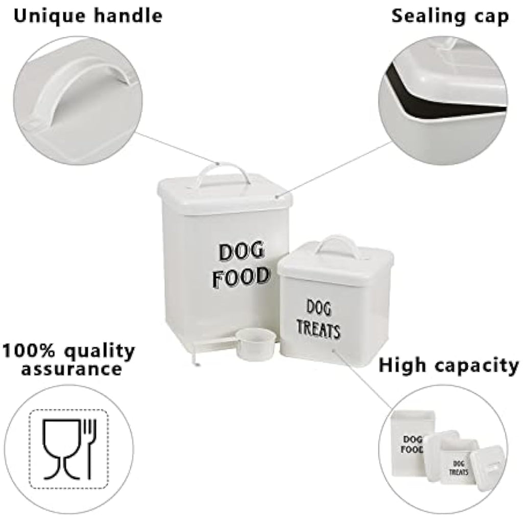 Morezi Farmhouse Pet Food and Treats Container Set with Scoop – Carbon Steel