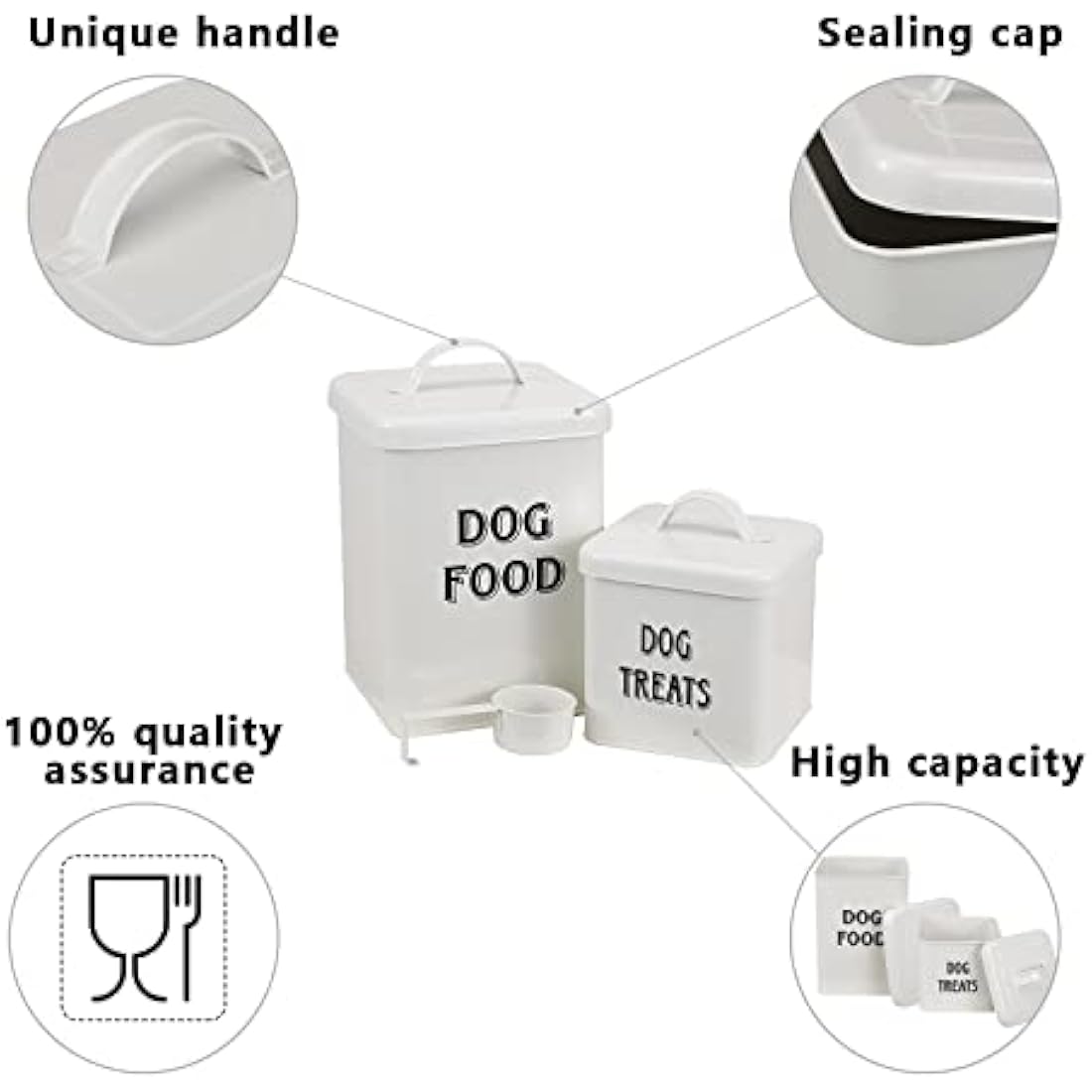 Morezi Farmhouse Pet Food and Treats Container Set with Scoop – Carbon Steel