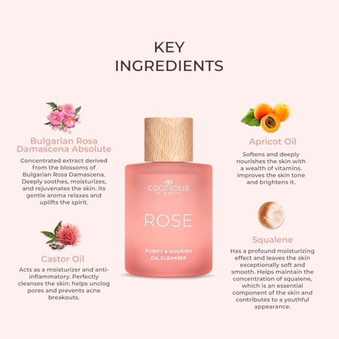 COCOSOLIS ROSE Purify & Nourish Oil Cleanser | Vegan Makeup Remover