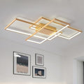 JIINOO 110cm Modern Square LED Ceiling Light - Dimmable Flush Mount, Gold