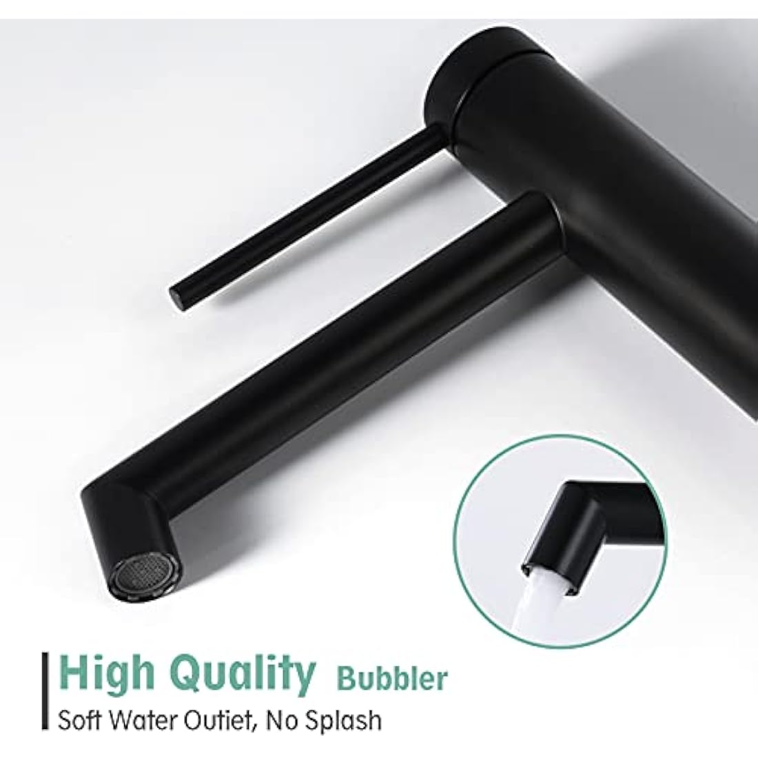 SHANFO Matte Black Tall Basin Tap – Stainless Steel Bathroom Faucet