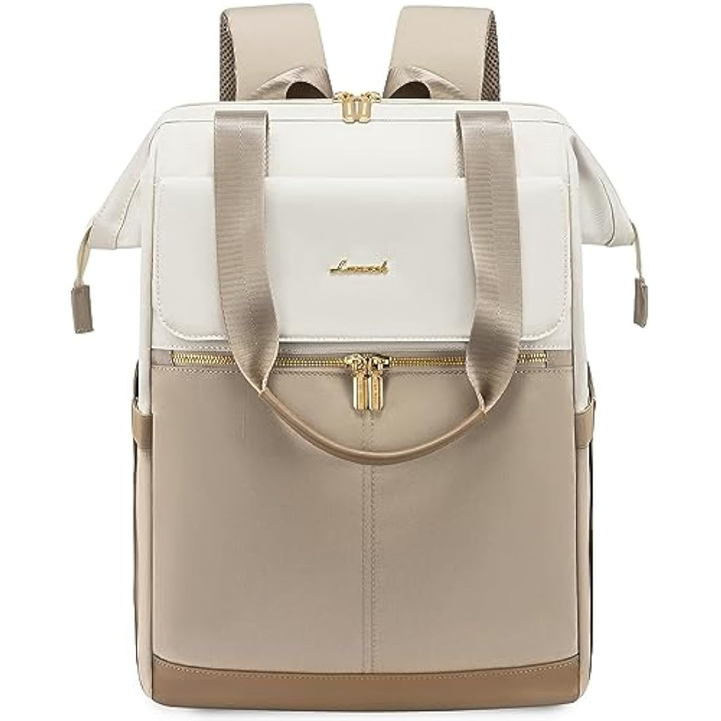 LOVEVOOK 17.3 inch Laptop Backpack – Waterproof Travel Bag, Beige-Khaki