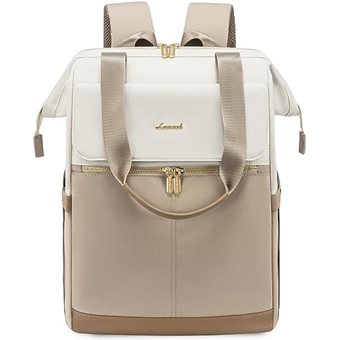 LOVEVOOK 17.3 inch Laptop Backpack – Waterproof Travel Bag, Beige-Khaki