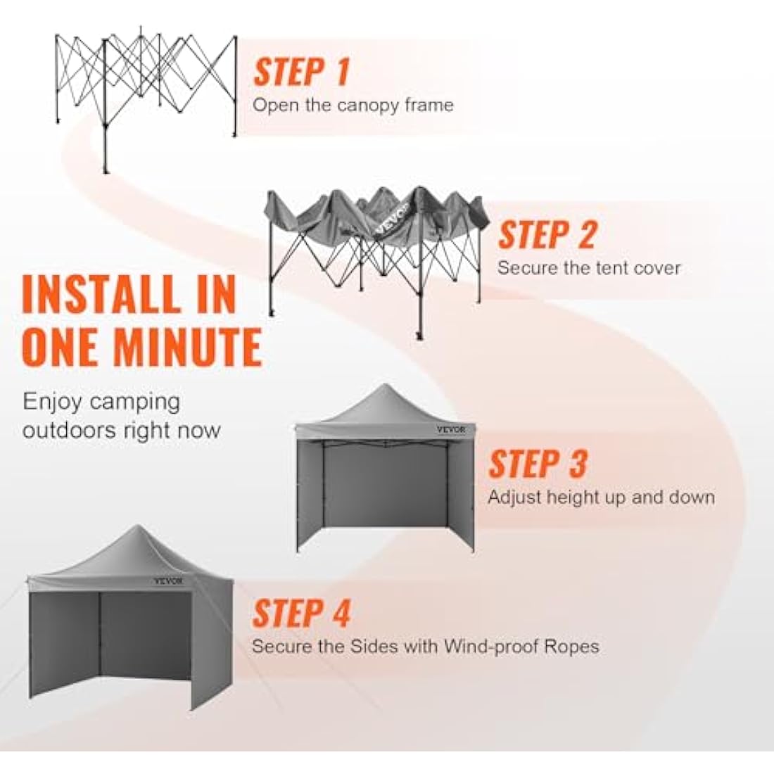 VEVOR 10x10 Pop Up Canopy Tent with Sidewalls and Wheeled Bag