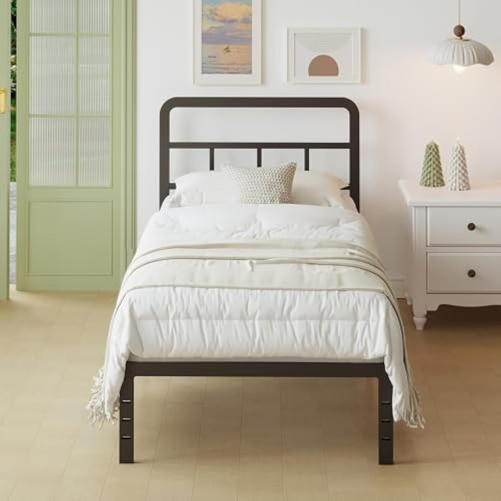 2ft 6 Small Single Metal Bed Frame with Curved Headboard