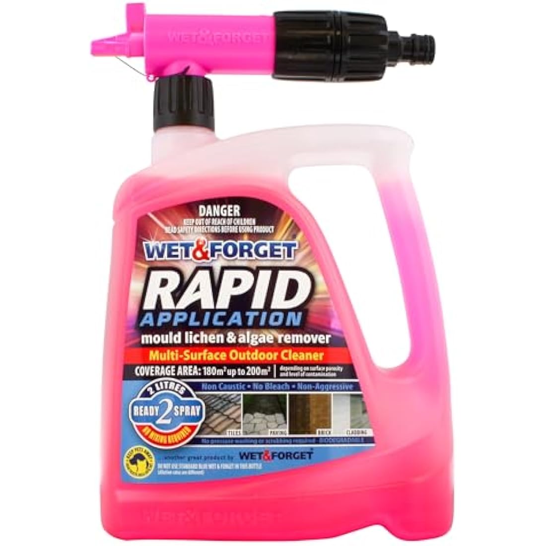 Wet & Forget Rapid Application Mould & Algae Remover - 2L Patio Cleaner