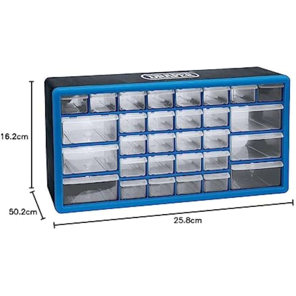 Draper 30 Drawer Plastic Tool Storage Unit | Wall Mountable Organiser