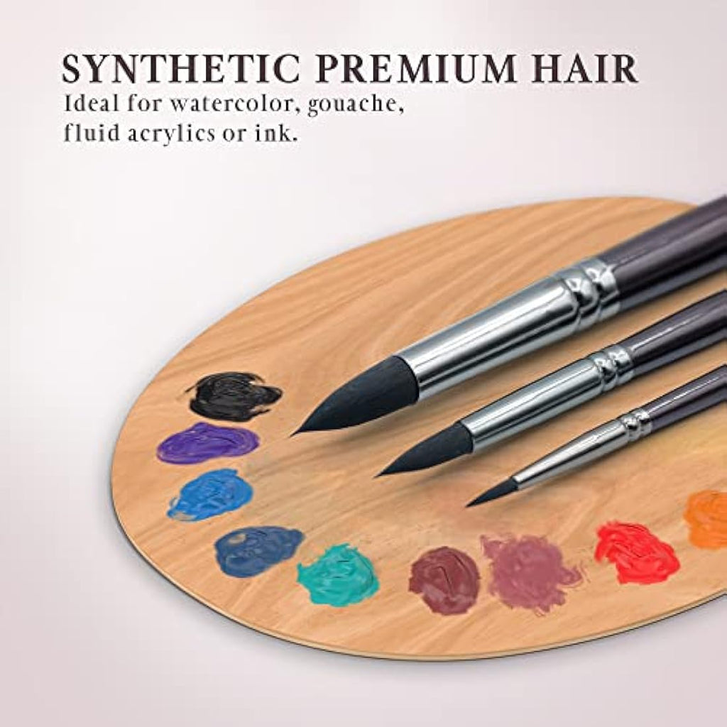 Pinturale Arts 8pc Professional Watercolour Brushes - Synthetic Round Set
