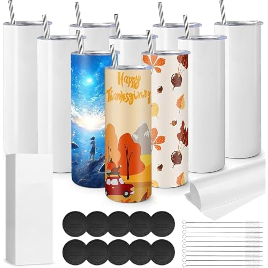 MSYU 20oz Sublimation Tumblers Bulk – 10 Pack Straight Stainless Steel