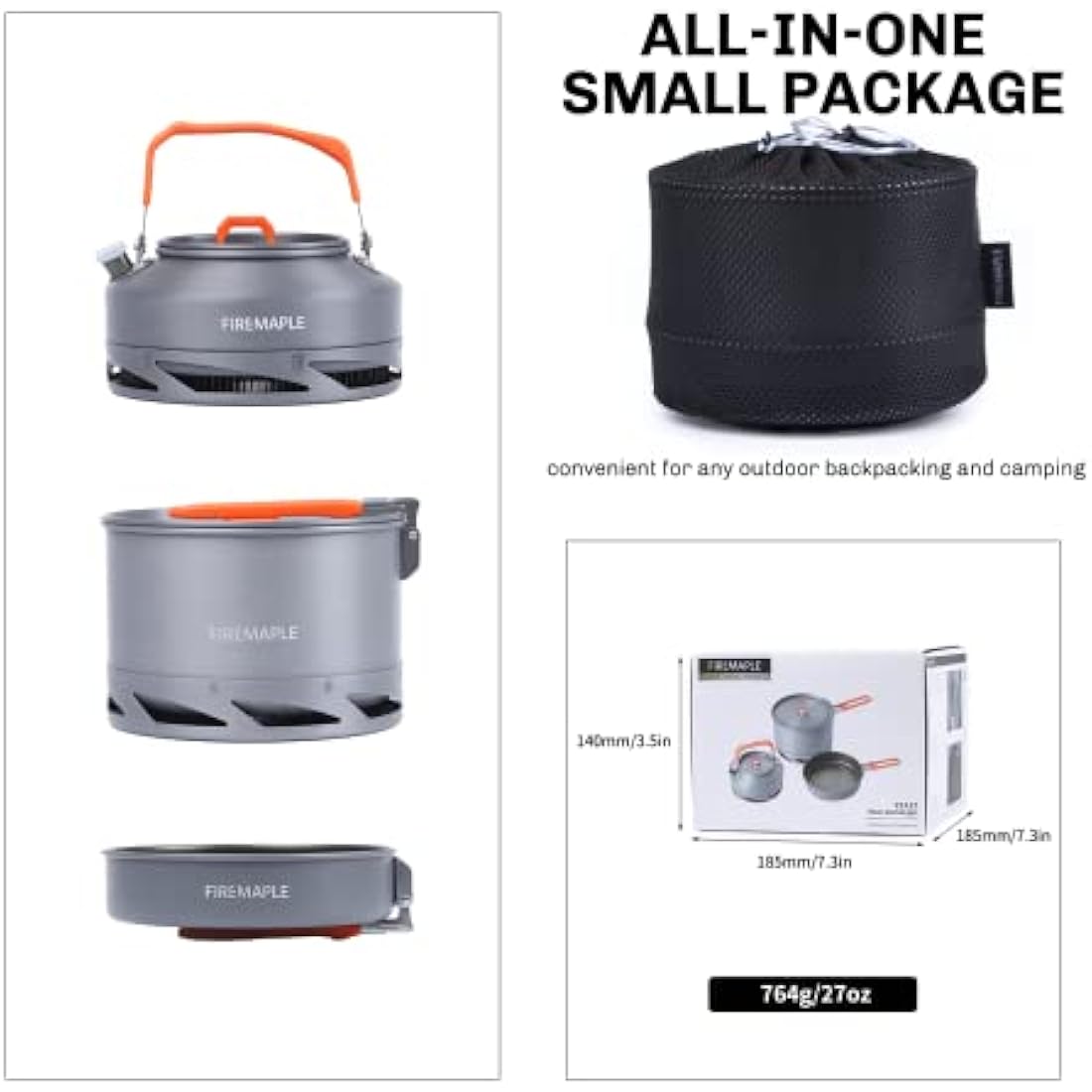 Fire-Maple Feast Heat Exchanger Cookware Set | 3-Piece Non-Stick Kit