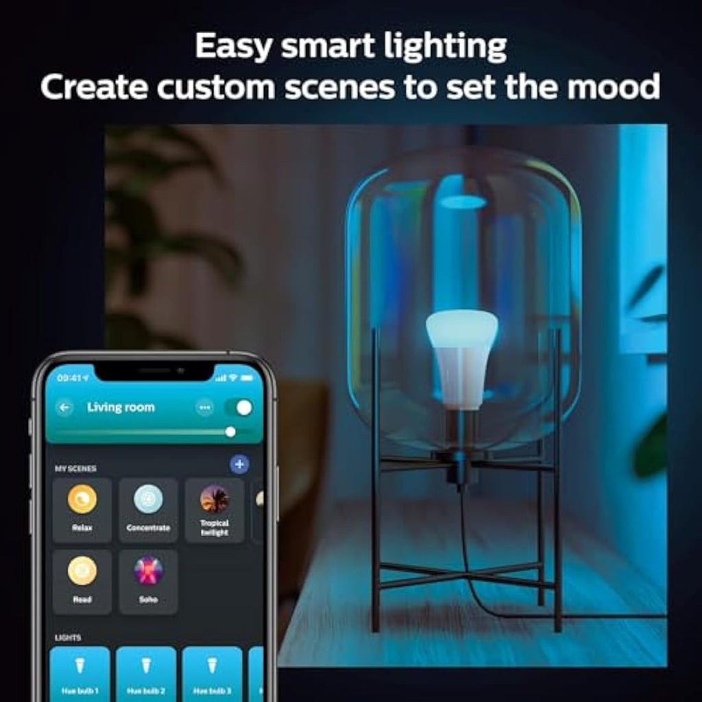 Philips Hue White & Colour Ambiance E27 Smart Bulbs - 4 Pack