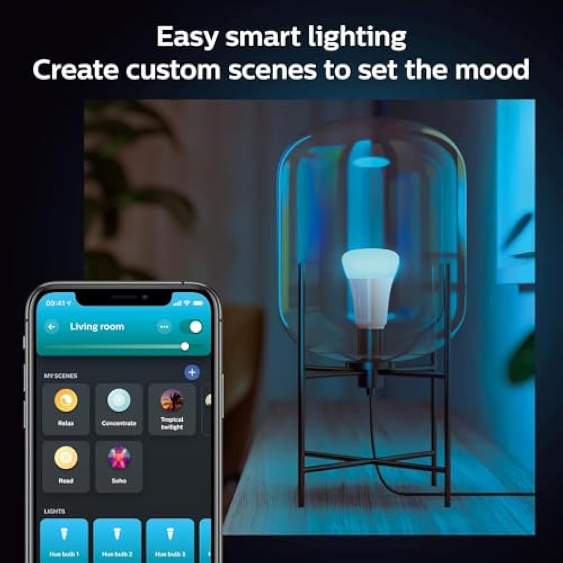 Philips Hue White & Colour Ambiance E27 Smart Bulbs - 4 Pack