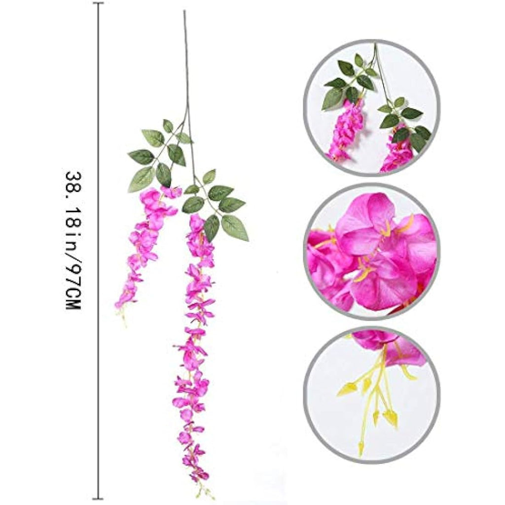 Veryhome 12-Piece Artificial Wisteria Vine Silk Flowers for Wedding Decor