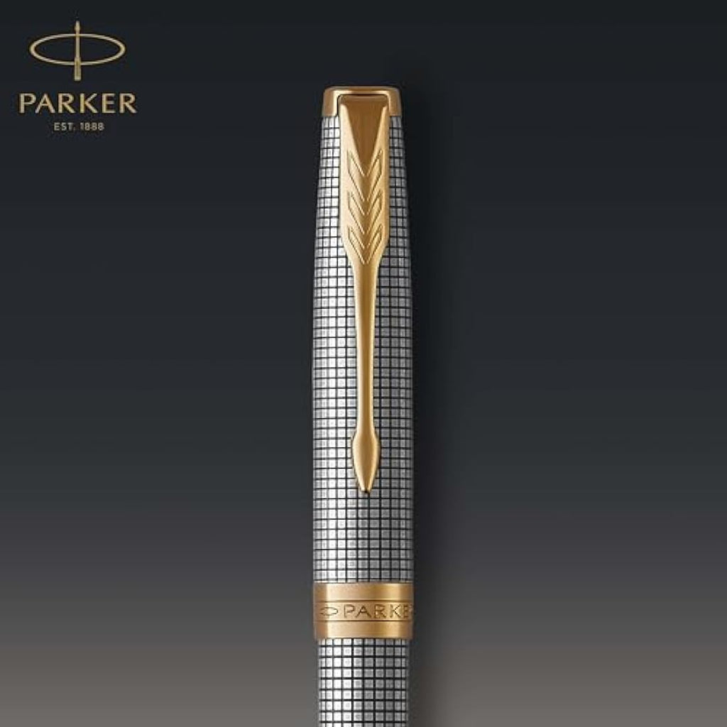 Parker Sonnet Ballpoint Pen – Chiselled Silver with Gold Trim