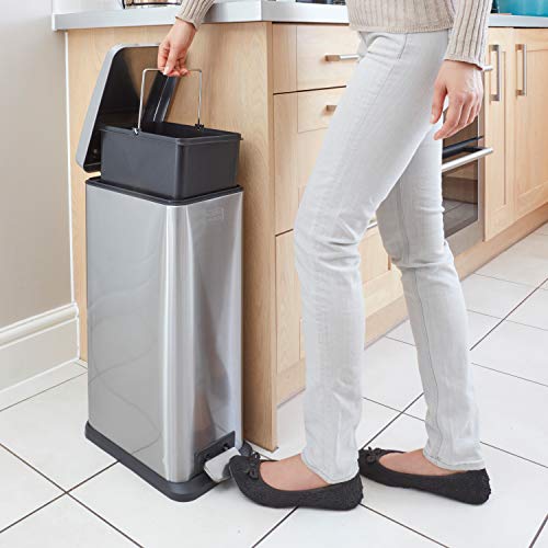 BLACK+DECKER 20L Slimline Pedal Bin – Soft Close Stainless Steel