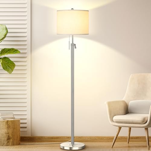 Modern Floor Lamp – Adjustable Height Silver Standing Lamp