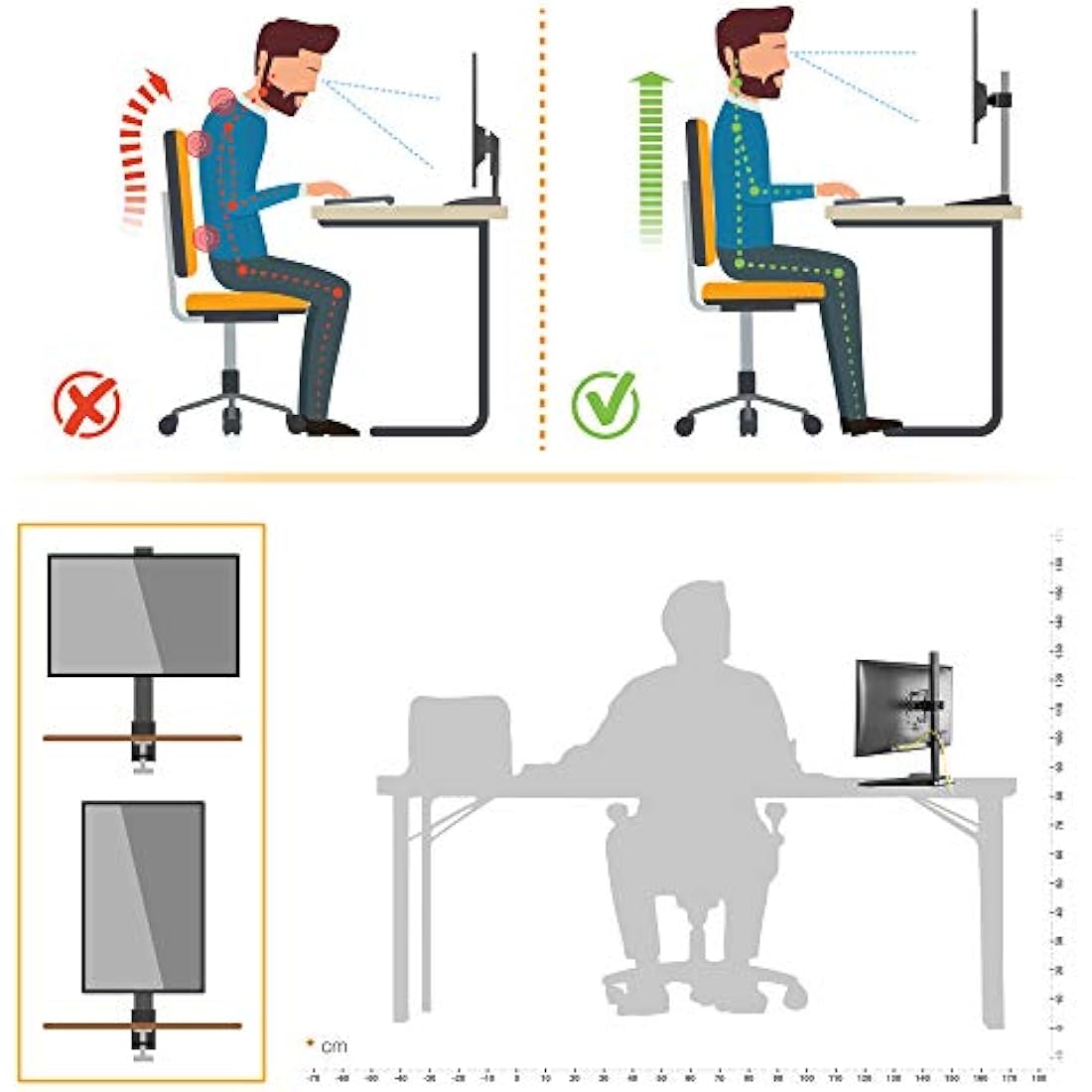 RICOO Single Monitor Stand | 13-32 Inch VESA Mount Tilt & Swivel