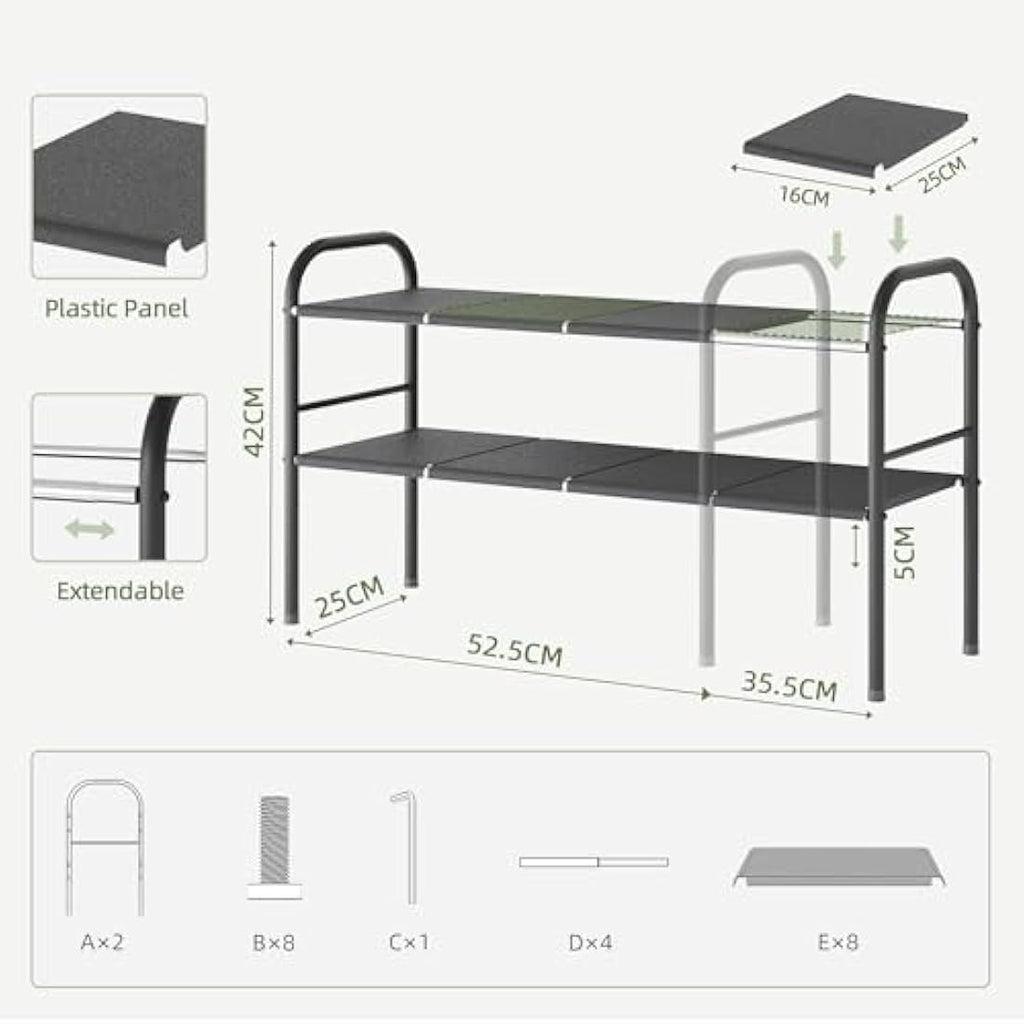 NETEL Expandable Under Sink Storage – 2 Tier Metal Kitchen Organiser