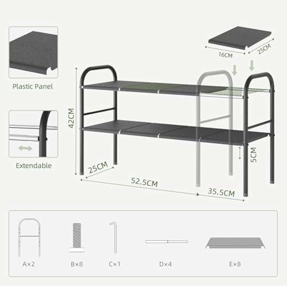 NETEL Expandable Under Sink Storage – 2 Tier Metal Kitchen Organiser
