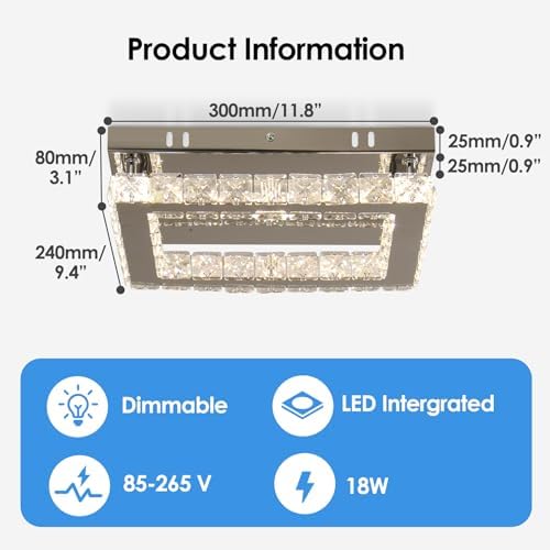 Jolof Store Modern K9 Crystal LED Ceiling Light – Dimmable Flush Mount