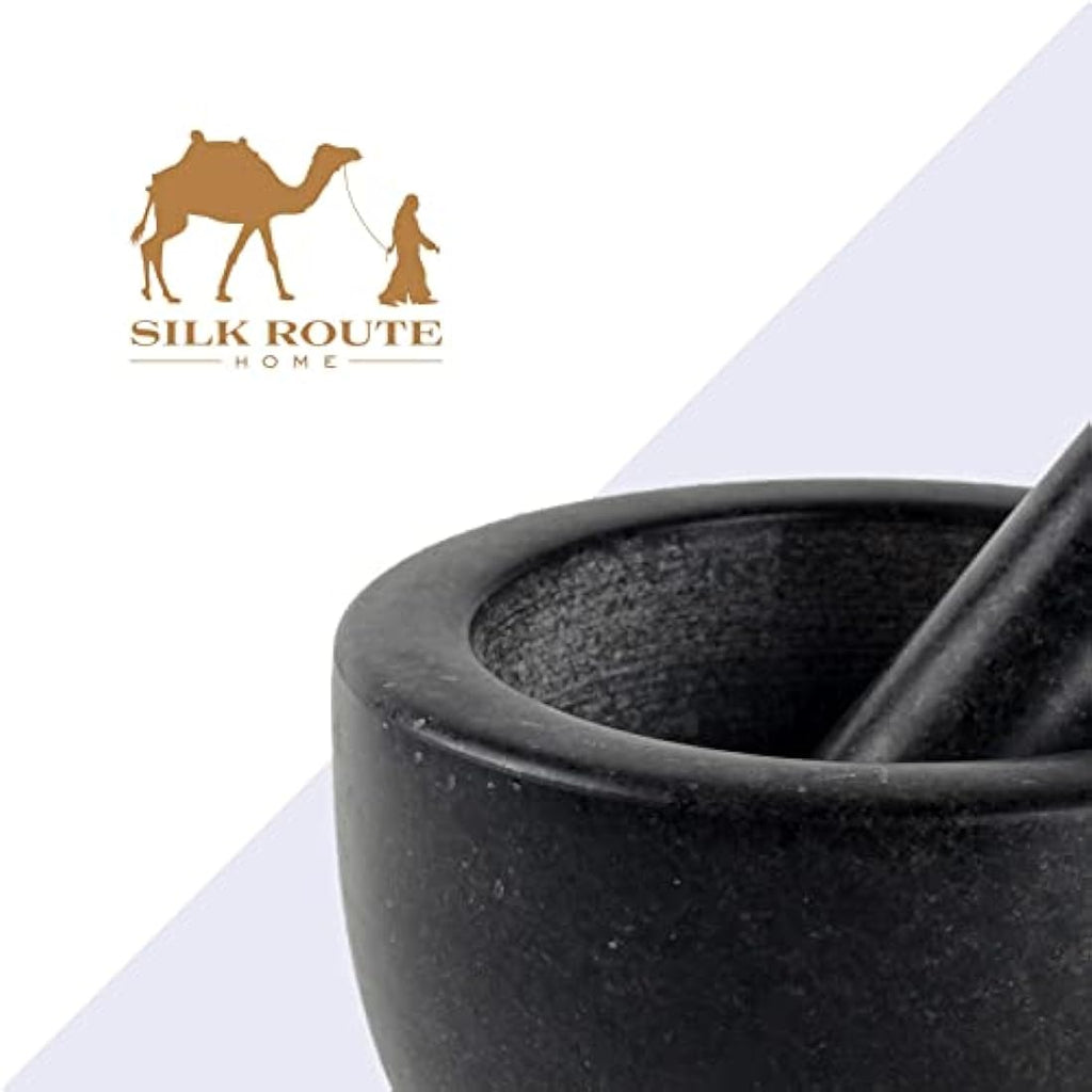 Silk Route Home Granite Pestle and Mortar Set | Durable Spice Grinder