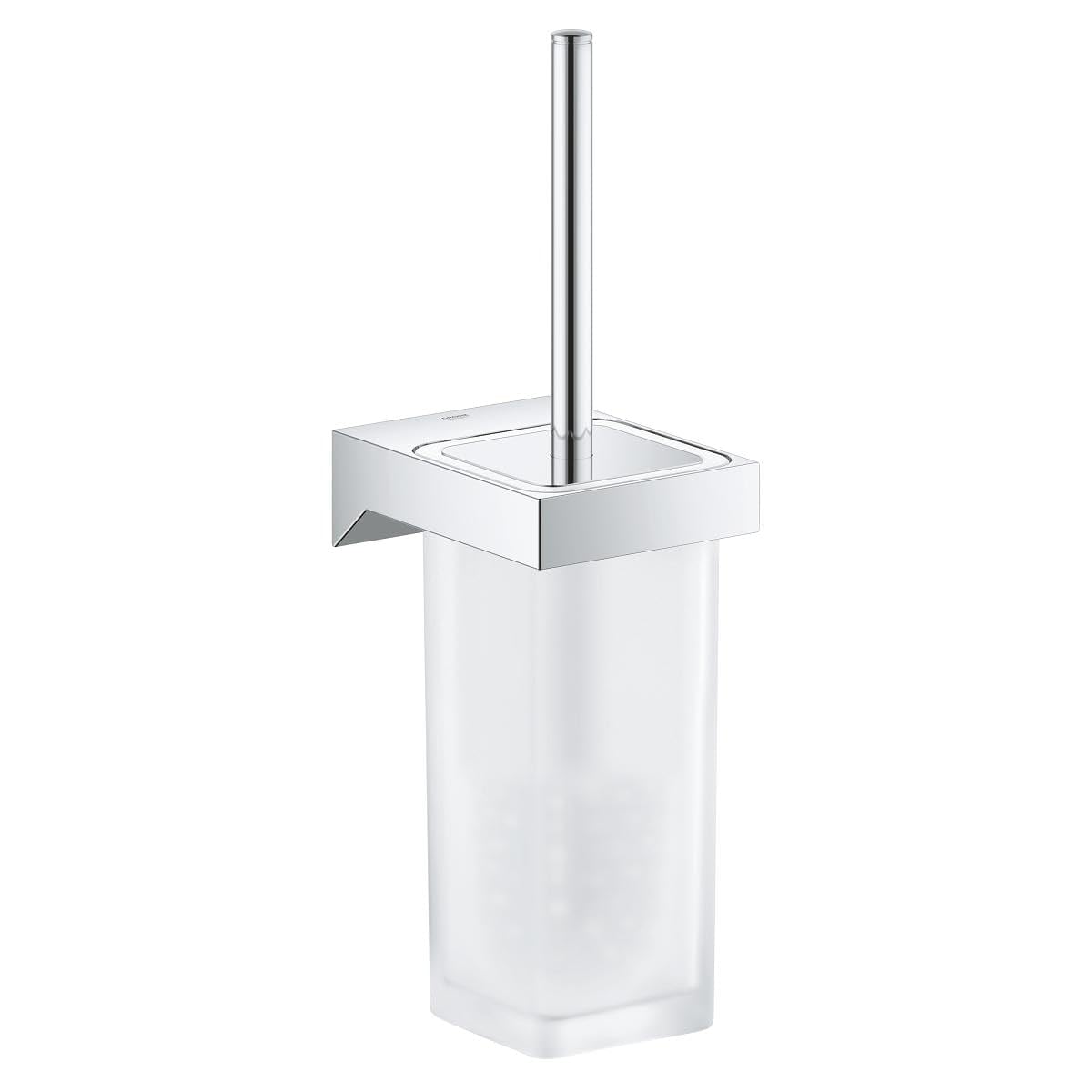 GROHE Selection Cube Toilet Brush Set – Wall Mounted Chrome & Glass