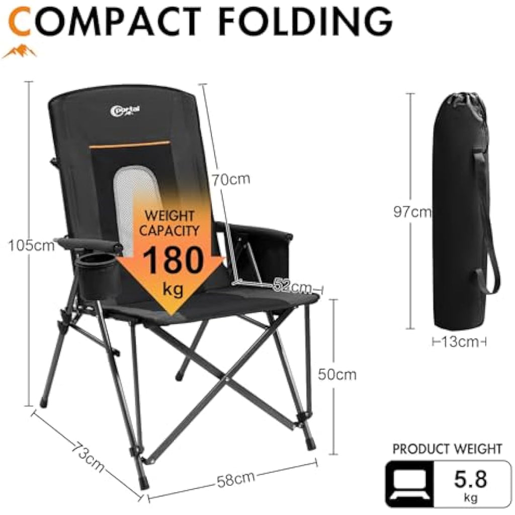Portal Heavy Duty Folding Camping Chair | High Back 180KG Load Capacity
