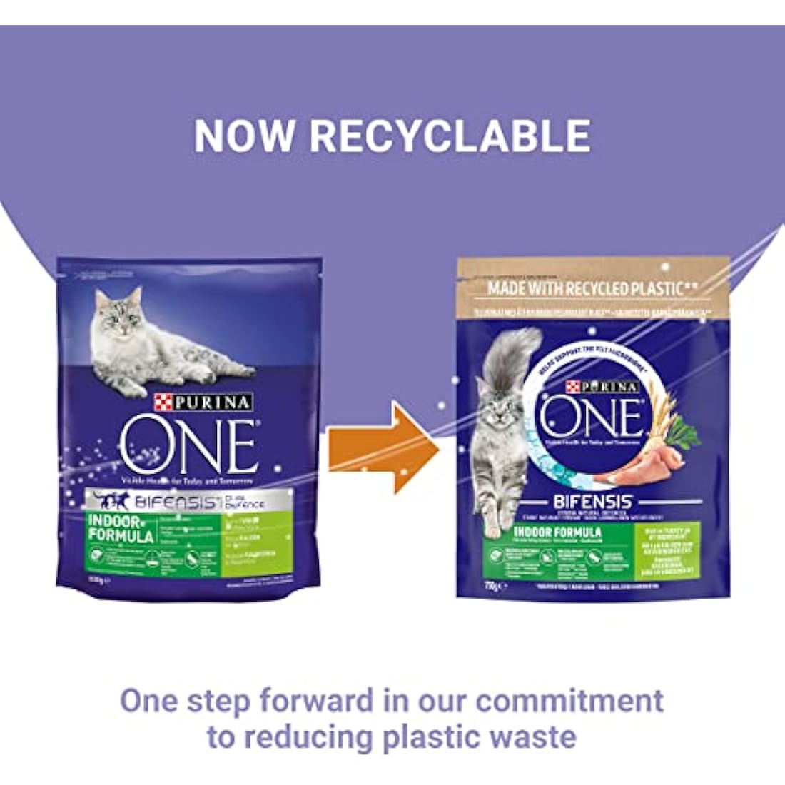 Purina One Indoor Turkey Dry Cat Food - Hairball & Odor Control 4x750g
