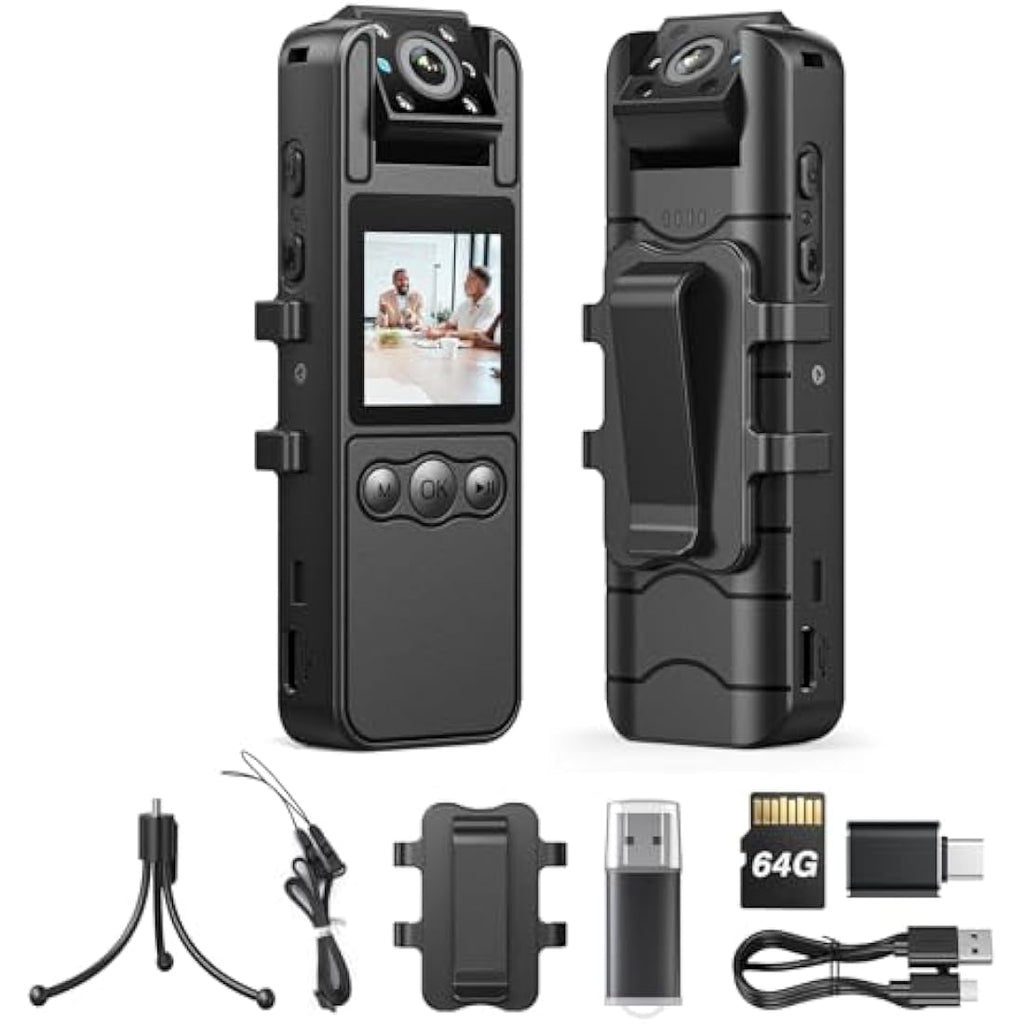 BOBLOV A26 Body Camera – 1080p Night Vision Wearable Cam with 64GB