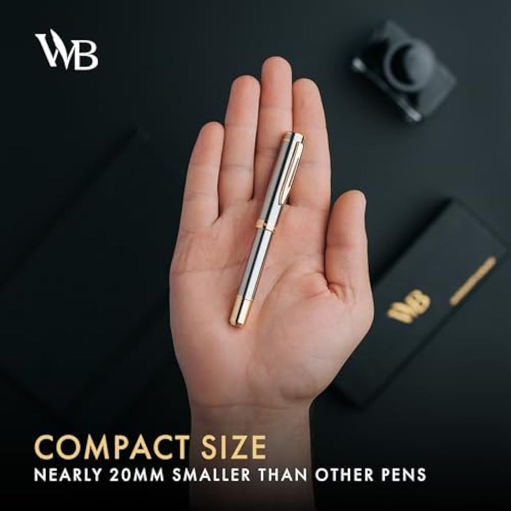 Wordsworth and Black Fountain Pen - Luxury Silver EDC Pocket Pen Set