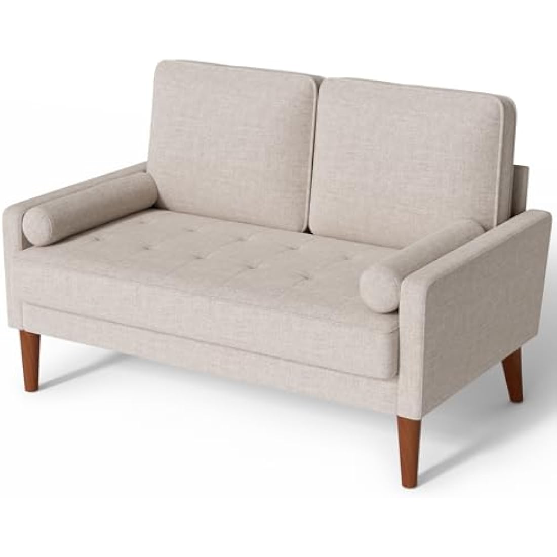 Vesgantti 2 Seater Linen Sofa – Modern Loveseat with Spring Cushion, Ashbeige