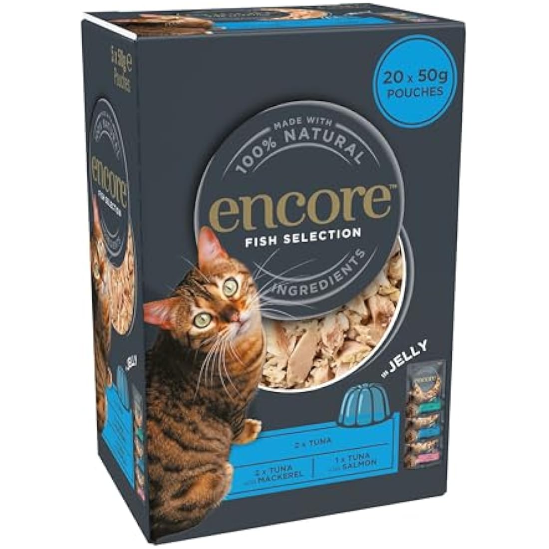 Encore Natural Wet Cat Food – Tuna & Fish Selection in Jelly, 20 x 70g