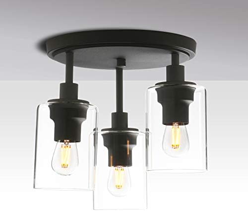 Industrial 3-Way Glass Pendant Light – Vintage Flush Ceiling Lamp