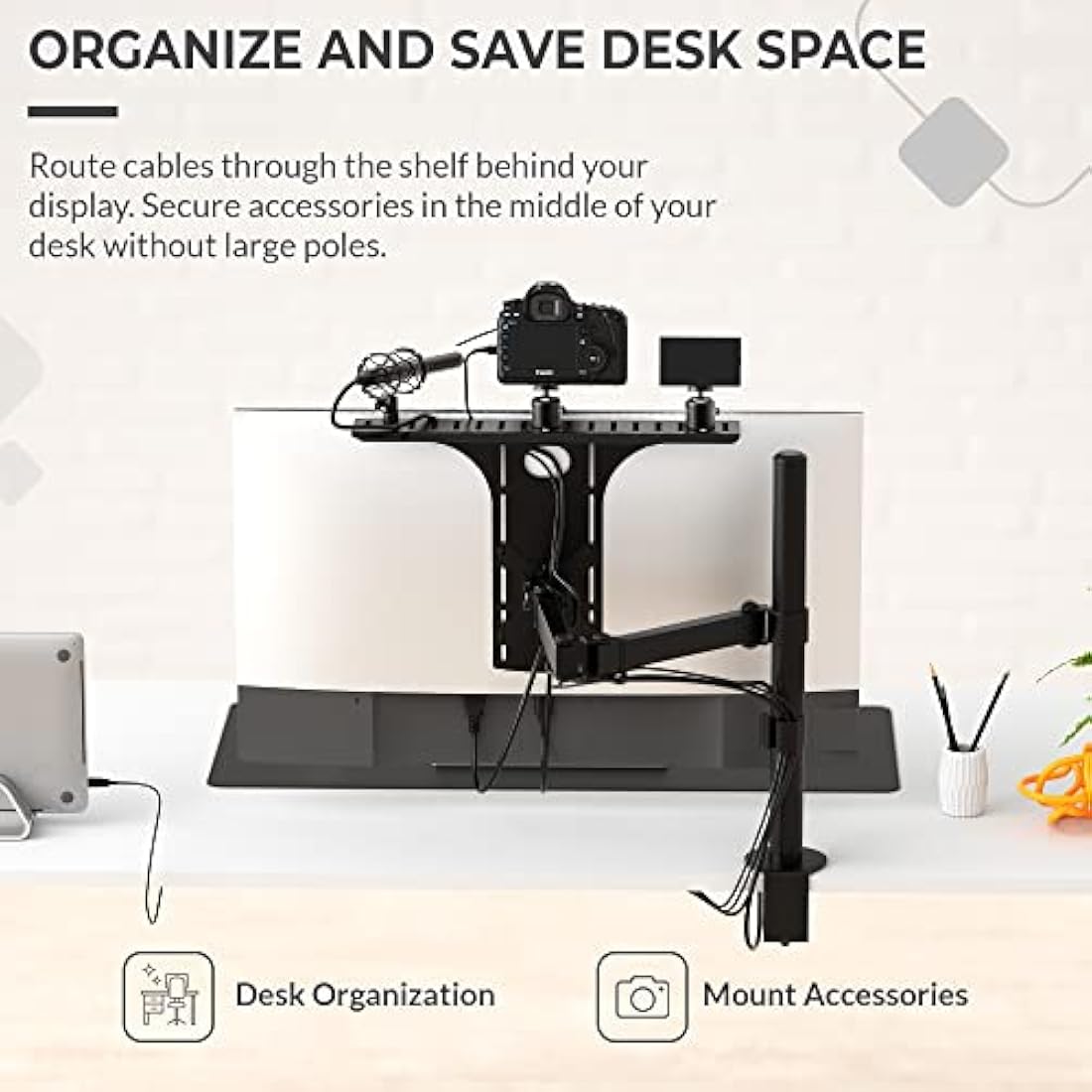 HumanCentric VESA Monitor Shelf | DSLR Camera and Webcam Mount