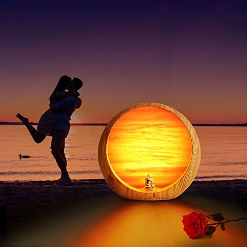Mamre Sunset Lamp – Dimmable Wood Grain Table Lamp for Romantic Decor