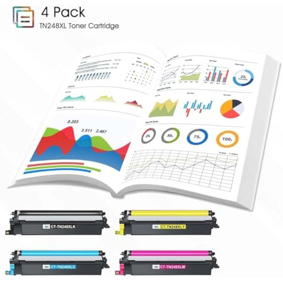 TN248XL Compatible Toner Cartridge 4-Pack for Brother MFC-L3760CDW | With Chip
